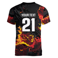 2026 Autumn Rugby Nations Wales Custom Women V-Neck T-Shirt Black Cymru Welsh Dragon