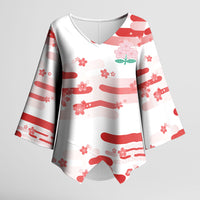 2026 Autumn Rugby Nations Japan Custom Kimono Sleeve Blouse White Sakura Japanese Asanoha Seigaiha