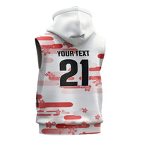 2026 Autumn Rugby Nations Japan Custom Sleeveless Zip Hoodie White Sakura Japanese Asanoha Seigaiha