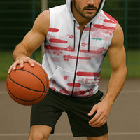 2026 Autumn Rugby Nations Japan Custom Sleeveless Zip Hoodie White Sakura Japanese Asanoha Seigaiha