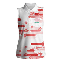2026 Autumn Rugby Nations Japan Custom Women Sleeveless Polo Shirt White Sakura Japanese Asanoha Seigaiha