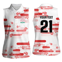 2026 Autumn Rugby Nations Japan Custom Women Sleeveless Polo Shirt White Sakura Japanese Asanoha Seigaiha