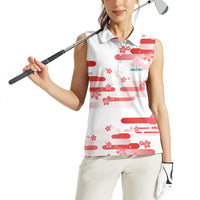 2026 Autumn Rugby Nations Japan Custom Women Sleeveless Polo Shirt White Sakura Japanese Asanoha Seigaiha