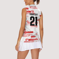 2026 Autumn Rugby Nations Japan Custom Women Sleeveless Polo Shirt White Sakura Japanese Asanoha Seigaiha