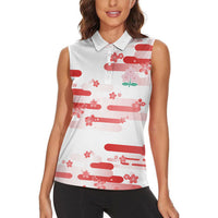 2026 Autumn Rugby Nations Japan Custom Women Sleeveless Polo Shirt White Sakura Japanese Asanoha Seigaiha