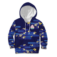 2026 Autumn Rugby Nations Japan Custom Kid Hoodie Blue Sakura Japanese Asanoha Seigaiha