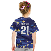 2026 Autumn Rugby Nations Japan Custom Kid T Shirt Blue Sakura Japanese Asanoha Seigaiha