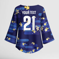 2026 Autumn Rugby Nations Japan Custom Kimono Sleeve Blouse Blue Sakura Japanese Asanoha Seigaiha