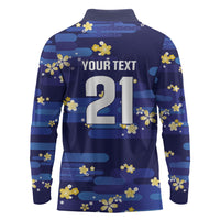2026 Autumn Rugby Nations Japan Custom Long Sleeve Polo Shirt Blue Sakura Japanese Asanoha Seigaiha