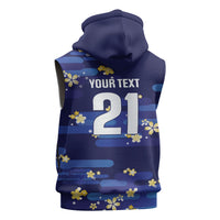 2026 Autumn Rugby Nations Japan Custom Sleeveless Zip Hoodie Blue Sakura Japanese Asanoha Seigaiha