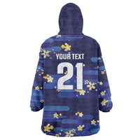 2026 Autumn Rugby Nations Japan Custom Wearable Blanket Hoodie Blue Sakura Japanese Asanoha Seigaiha