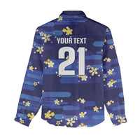 2026 Autumn Rugby Nations Japan Custom Women Casual Shirt Blue Sakura Japanese Asanoha Seigaiha