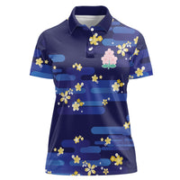 2026 Autumn Rugby Nations Japan Custom Women Polo Shirt Blue Sakura Japanese Asanoha Seigaiha