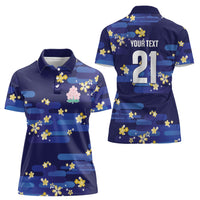 2026 Autumn Rugby Nations Japan Custom Women Polo Shirt Blue Sakura Japanese Asanoha Seigaiha