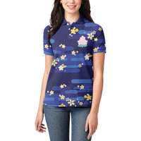 2026 Autumn Rugby Nations Japan Custom Women Polo Shirt Blue Sakura Japanese Asanoha Seigaiha