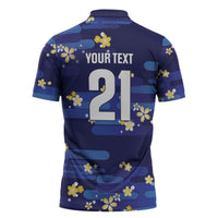 2026 Autumn Rugby Nations Japan Custom Zipper Polo Shirt Blue Sakura Japanese Asanoha Seigaiha