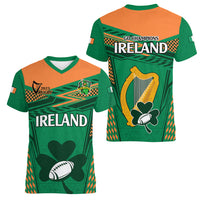 Ireland Rugby Women V Neck T Shirt 2023 World Cup Shamrock Sporty Style - Wonder Print Shop