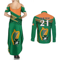 Custom Ireland Rugby Couples Matching Summer Maxi Dress and Long Sleeve Button Shirts 2023 World Cup Shamrock Sporty Style LT9 - Wonder Print Shop