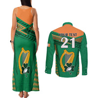 Custom Ireland Rugby Couples Matching Tank Maxi Dress and Long Sleeve Button Shirts 2023 World Cup Shamrock Sporty Style LT9 - Wonder Print Shop