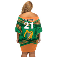 Custom Ireland Rugby Off Shoulder Short Dress 2023 World Cup Shamrock Sporty Style - Wonder Print Shop
