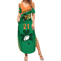 Custom Ireland Rugby Summer Maxi Dress 2023 World Cup Shamrock Sporty Style - Wonder Print Shop