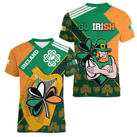 Ireland Rugby Women V Neck T Shirt Go Irish Shamrock World Cup - Wonder Print Shop
