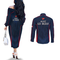 france-rugby-couples-matching-off-the-shoulder-long-sleeve-dress-and-long-sleeve-button-shirts-allez-les-bleus-go-world-cup-2023