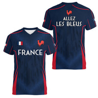 France Rugby Women V Neck T Shirt Allez Les Bleus Go World Cup 2023 - Wonder Print Shop