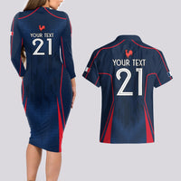 Custom France Rugby Couples Matching Long Sleeve Bodycon Dress and Hawaiian Shirt Allez Les Bleus Go World Cup 2023 LT9 - Wonder Print Shop