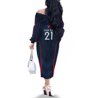 Custom France Rugby Off The Shoulder Long Sleeve Dress Allez Les Bleus Go World Cup 2023 - Wonder Print Shop