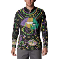 Mardi Gras Lips Queen Beads Button Sweatshirt