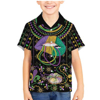 Mardi Gras Lips Queen Beads Family Matching Mermaid Dress and Hawaiian Shirt
