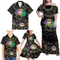 Mardi Gras Lips Queen Beads Family Matching Off Shoulder Maxi Dress and Hawaiian Shirt LT9 - Wonder Print Shop