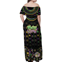 Mardi Gras Lips Queen Beads Family Matching Off Shoulder Maxi Dress and Hawaiian Shirt LT9 - Wonder Print Shop