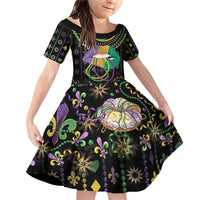 Mardi Gras Lips Queen Beads Family Matching Off Shoulder Short Dress and Hawaiian Shirt LT9 - Wonder Print Shop