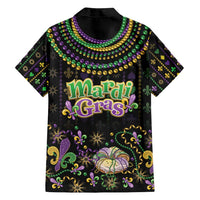 Mardi Gras Lips Queen Beads Family Matching Off Shoulder Short Dress and Hawaiian Shirt LT9 - Wonder Print Shop