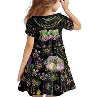 Mardi Gras Lips Queen Beads Kid Short Sleeve Dress - Wonder Print Shop