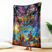 Epiphany Three Kings Day Blanket Stained Glass Window Style