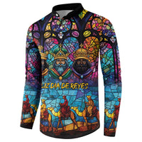 Epiphany Three Kings Day Button Sweatshirt Stained Glass Window Style