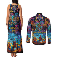 Epiphany Three Kings Day Couples Matching Tank Maxi Dress and Long Sleeve Button Shirt Stained Glass Window Style