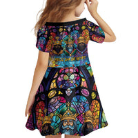 Epiphany Three Kings Day Family Matching Off Shoulder Maxi Dress and Hawaiian Shirt Stained Glass Window Style LT9 - Wonder Print Shop