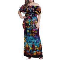 Epiphany Three Kings Day Family Matching Off Shoulder Maxi Dress and Hawaiian Shirt Stained Glass Window Style LT9 - Wonder Print Shop