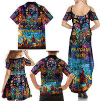 Epiphany Three Kings Day Family Matching Summer Maxi Dress and Hawaiian Shirt Stained Glass Window Style - Wonder Print Shop