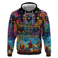 Epiphany Three Kings Day Hoodie Stained Glass Window Style - Wonder Print Shop
