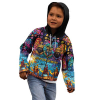 Epiphany Three Kings Day Kid Hoodie Stained Glass Window Style - Wonder Print Shop