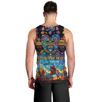 Epiphany Three Kings Day Men Tank Top Stained Glass Window Style - Wonder Print Shop