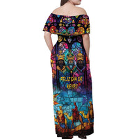 Epiphany Three Kings Day Off Shoulder Maxi Dress Stained Glass Window Style - Wonder Print Shop