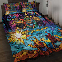Epiphany Three Kings Day Quilt Bed Set Stained Glass Window Style - Wonder Print Shop