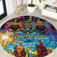 Epiphany Three Kings Day Round Carpet Stained Glass Window Style - Wonder Print Shop