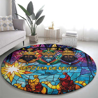 Epiphany Three Kings Day Round Carpet Stained Glass Window Style - Wonder Print Shop